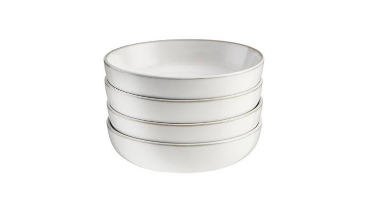 Cooks Professional Set of 4 20cm Nordic Stoneware Pasta Bowls - White