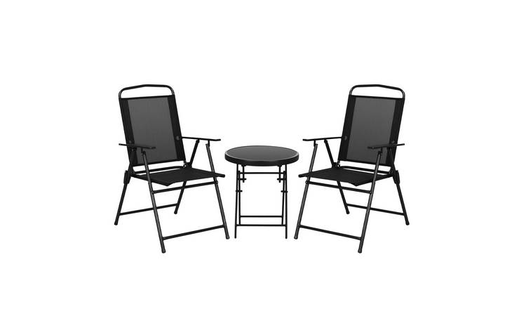 Outsunny 2 Seater Bistro Set wiht Breathable Mesh - Black