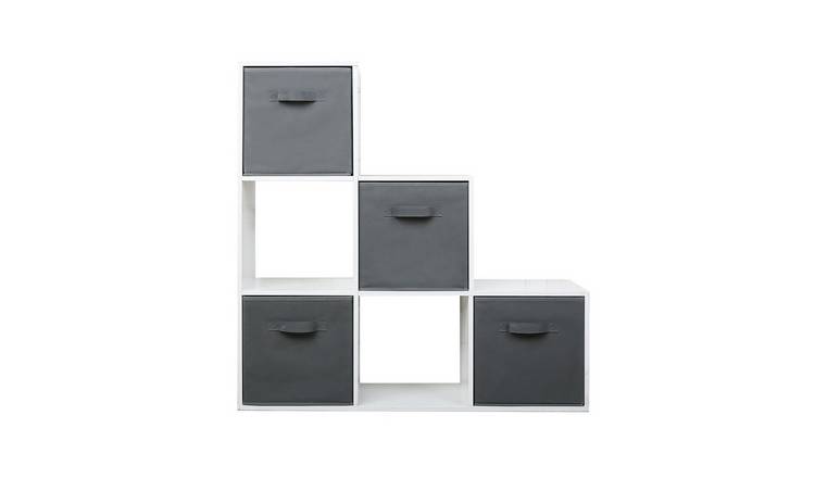 HomeGardenDirect Jane 123 Ladder Bookcase with Baskets - White