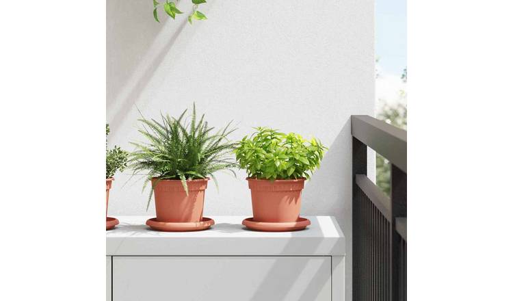 Walplus Pack of 24 Plastic Round Planter - Brick Red - 12.5 x 12.5 x 10 cm