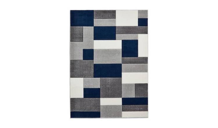 Mega Flooring Blue Modern Geometric Rug - 120 x 170cm