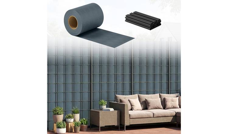 Outsunny Waterproof UV Resistant Garden Screen Fence Privacy Screen - Grey