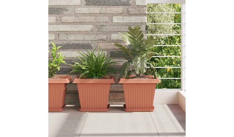 Walplus Pack of 6 Plastic Planter - Brick Red - 28.5 x 28.5 x 22 cm