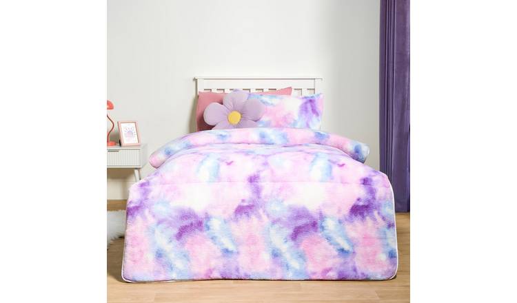 OHS Kids Tie Dye Teddy 10.5 Tog Coverless Duvet Set Lilac - Single