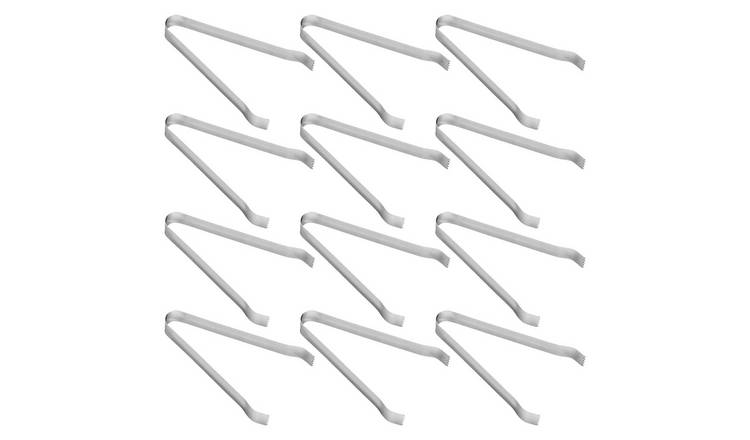 Rink Drink Stainless Steel Ice Tongs - Silver - Pack of 12