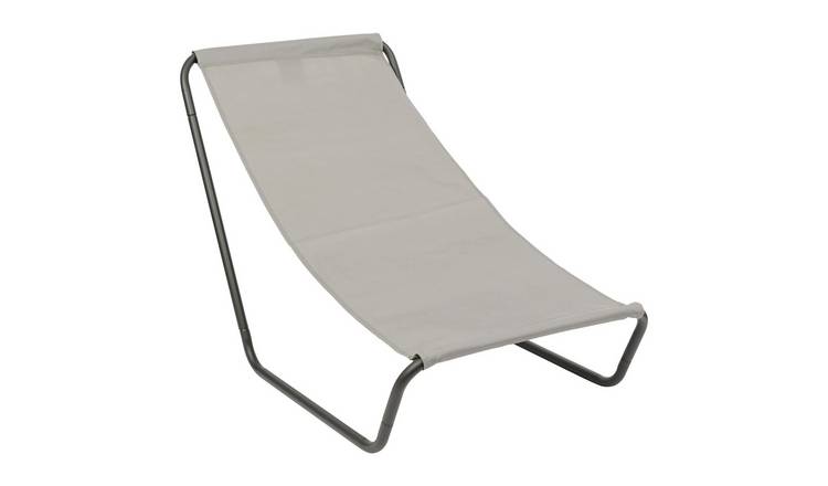 Harbour Housewares Folding Beach Lounger - Matt Black/Beige