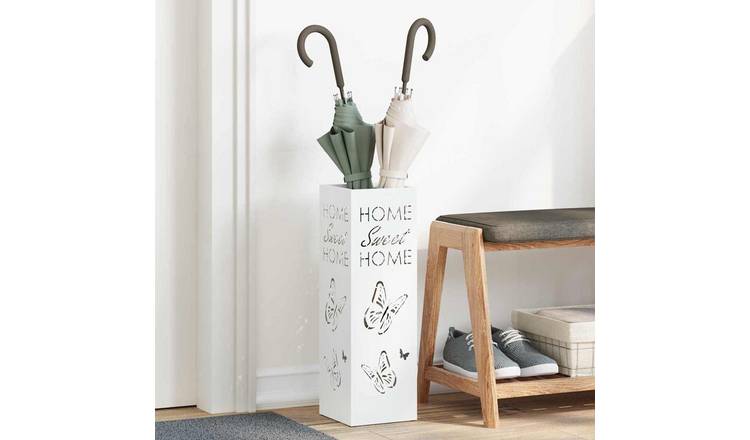 Walplus Umbrella Stand with Storage Metal - White - 15.5 x 15.5 x 49 cm