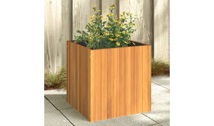 Walplus Acacia Wood Garden Planter - 45 x 45 x 45 cm