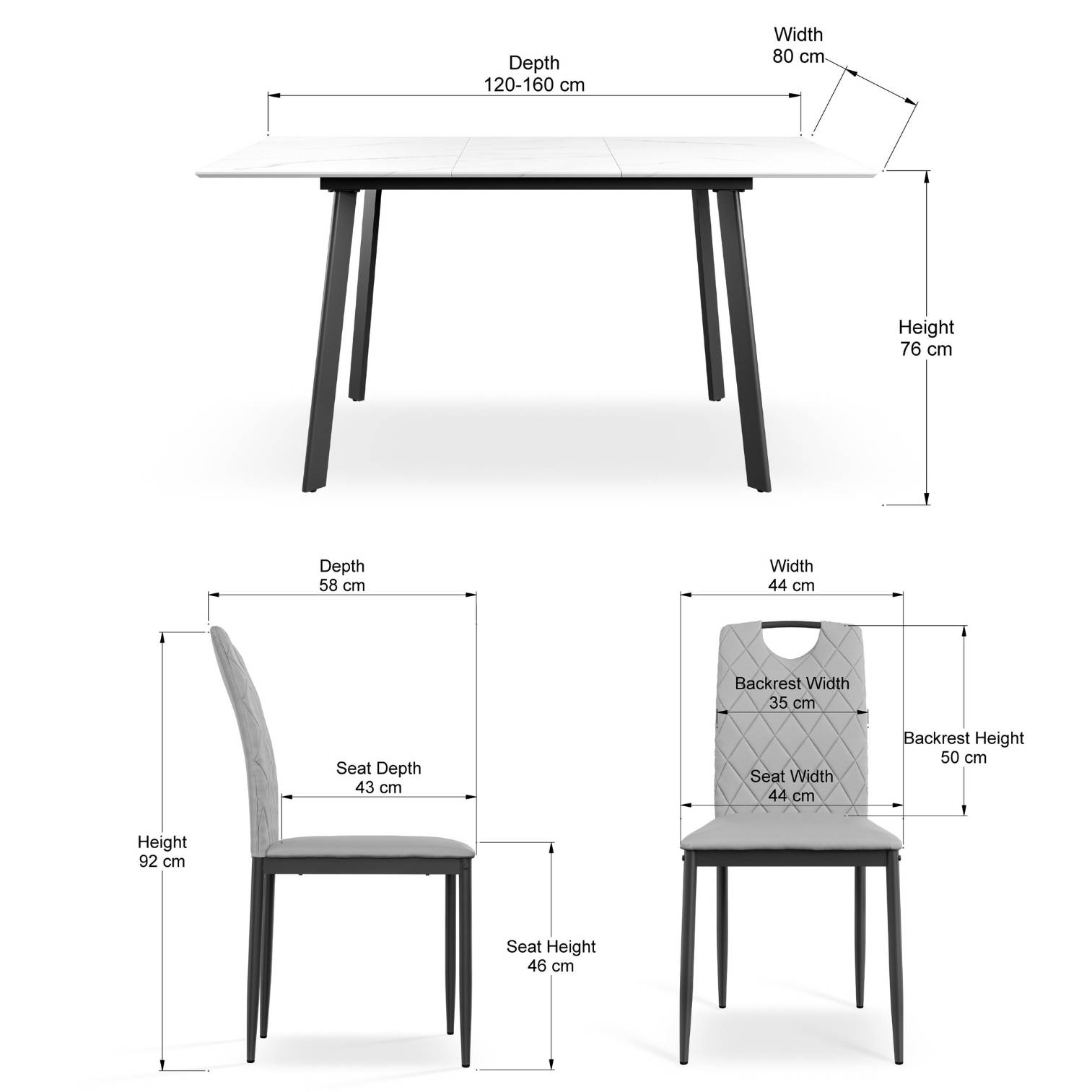 Furniture Online Haydon Monza Oak Effect Dining Table & 4 Charcoal Chairs - Image 7