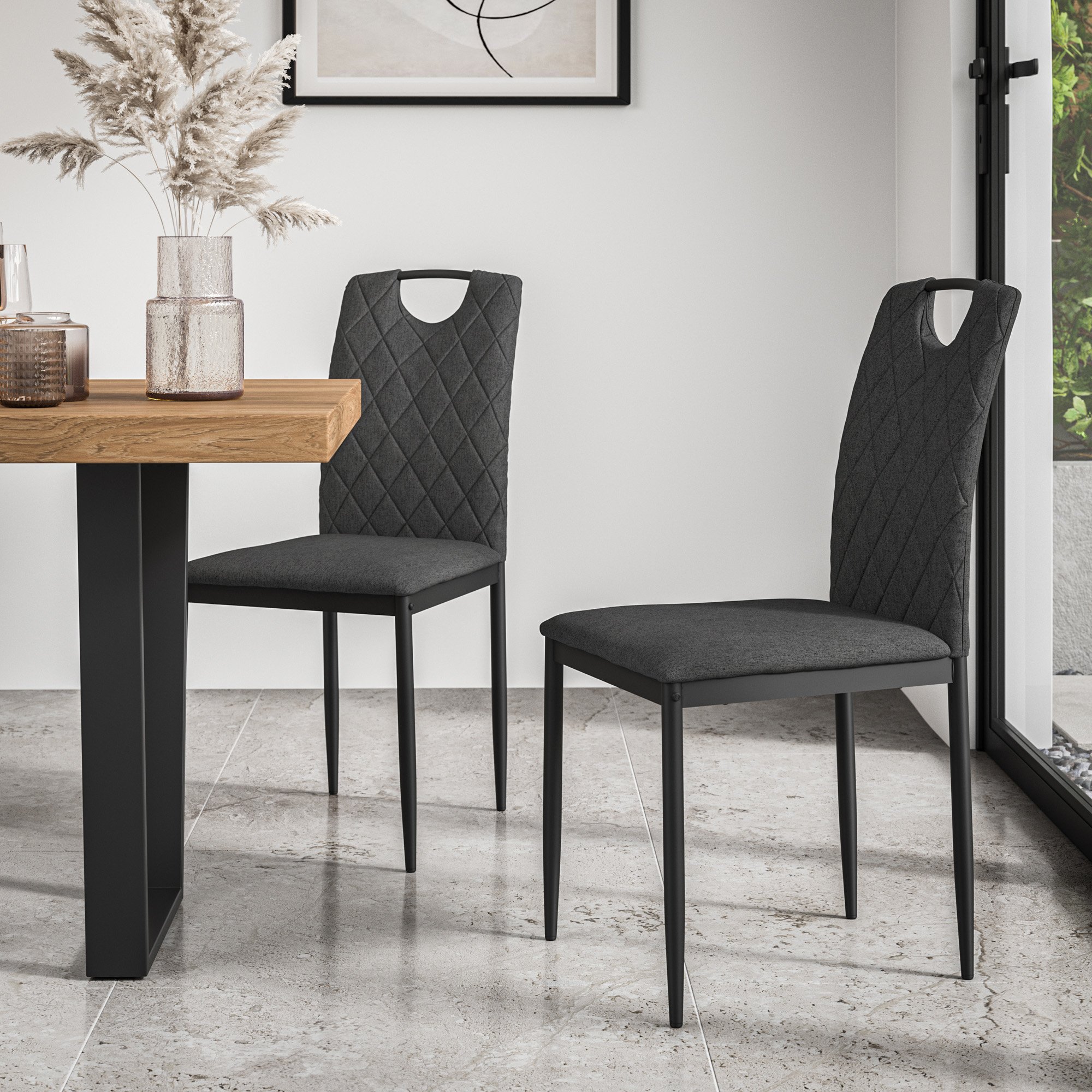 Furniture Online Haydon Monza Oak Effect Dining Table & 4 Charcoal Chairs - Image 5