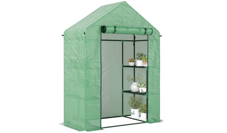 Outsunny Shelves Walk In Greenhouse – Dark Green
