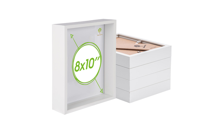 Nicola Spring 3D Deep Box Photo Frames - 8" x 10" - Set of 5 - White