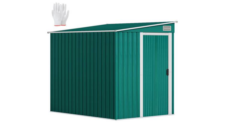 Outsunny Metal Garden Shed with Foundation Kit - Green