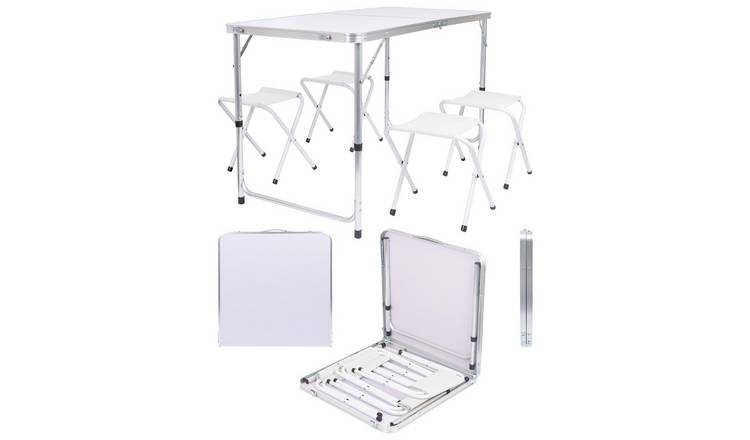Harbour Housewares Adjustable Folding Picnic Table - White
