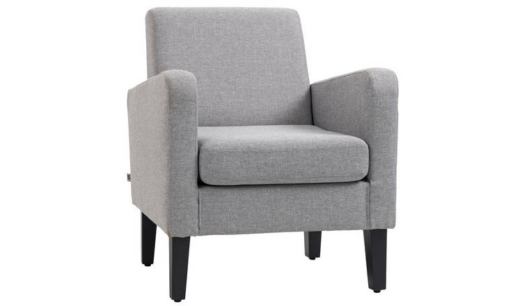 HOMCOM Wooden Modern Armchair with Spring Pack - Light Grey