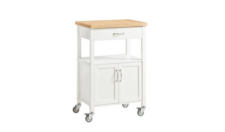 SoBuy 1 Drawer 2 Door  Wood Top Kitchen Trolley - White