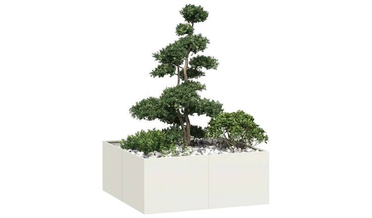 Walplus Steel Garden Planter - White - 100 x 100 x 40 cm
