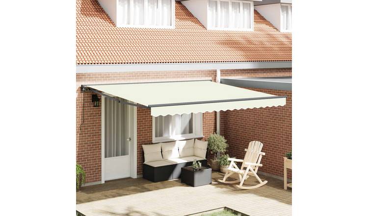 Walplus Polyester Awning Frame - Cream - 400 x 300 cm