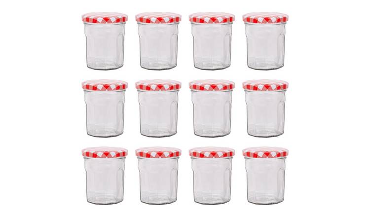 Argon Tableware Glass Jam Jars with Lids - Pack of 12