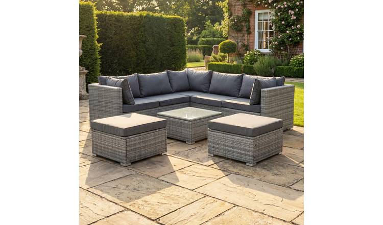 Artemis Home Oliena 7 Seat Modular Rattan L-Shaped Corner Furniture - Grey