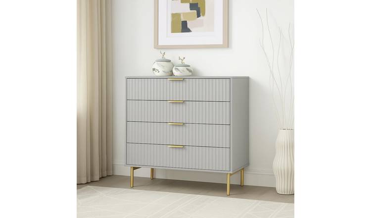 Home Treats Ridged 4 Drawers Chest - Taupe