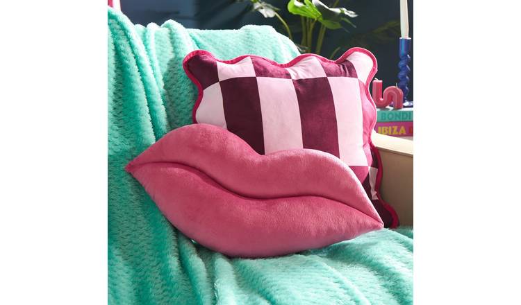 OHS Lips Shaped Scatter Cushion - Pink - 38 x 22cm