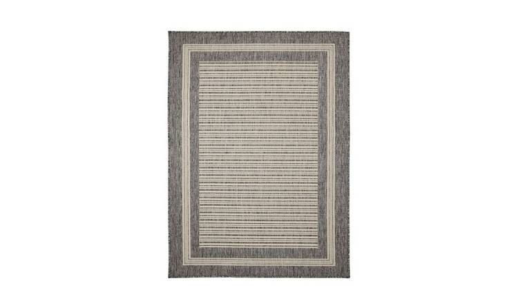 Mega Flooring Grey Modern Bordered Rug - 60 x 110cm