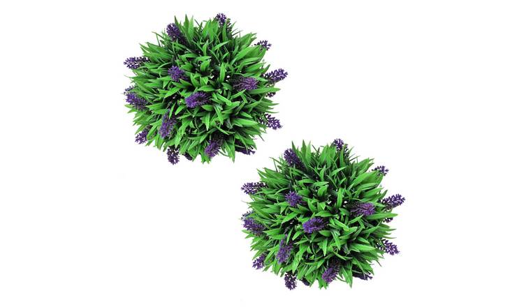 Walplus Pack of 2 Boxwood Ball with Lavender - Green and Purple - 28 cm