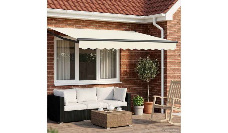 Walplus Electric Aluminium Awning - Cream and Anthracite - 350 x 250 cm