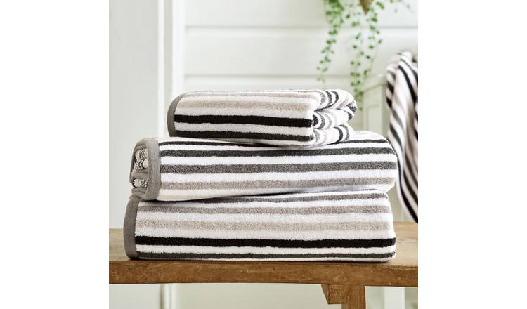 Deyongs Bliss Linear Stripe Cotton Bath Towel - Chrome