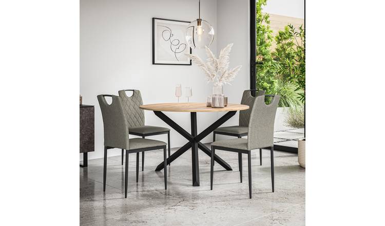 Furniture Online Malvern Monza Oak Table Dining Table & 4 Grey Chairs