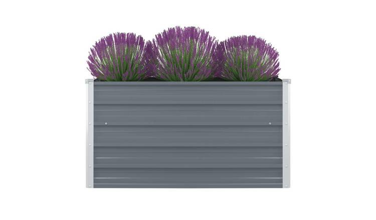 Walplus Galvanised Steel Raised Garden Bed - Grey - 100 x 100 x 45 cm