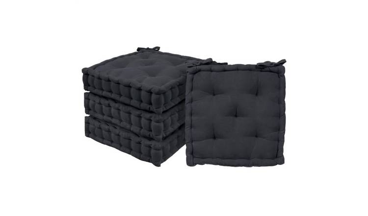 Harbour Housewares Square Seat Pads - 40 x 40cm - Black - Pack of 4
