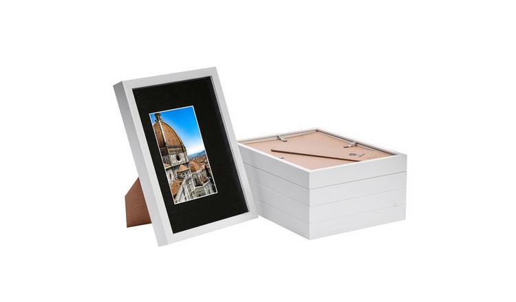 Nicola Spring 3D Shadow Box Frames - 8x12" with Mount - White - Set of 5