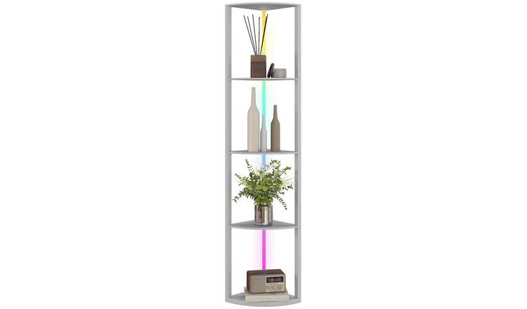 HOMCOM RGB LED 5 Tier Floor Lamp With Shelves - Grey