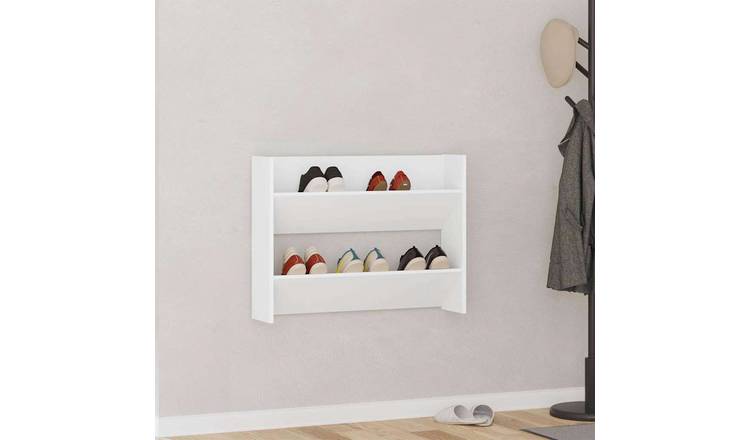 Walplus Engineered Wood Wall Shoe Cabinet - White - 80 x 18 x 60 cm