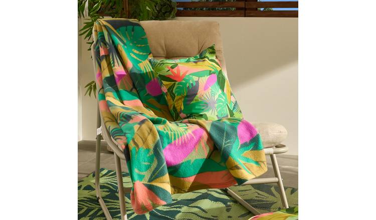 OHS Tropical Polar Fleece Blanket Throw 120 x 150cm - Green