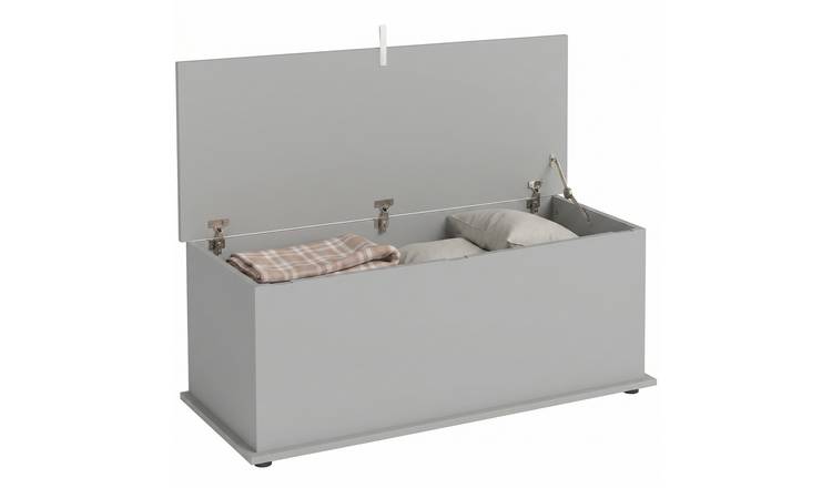 HOMCOM Large 113L Safety Hinged Lid Shoe Bench - Grey