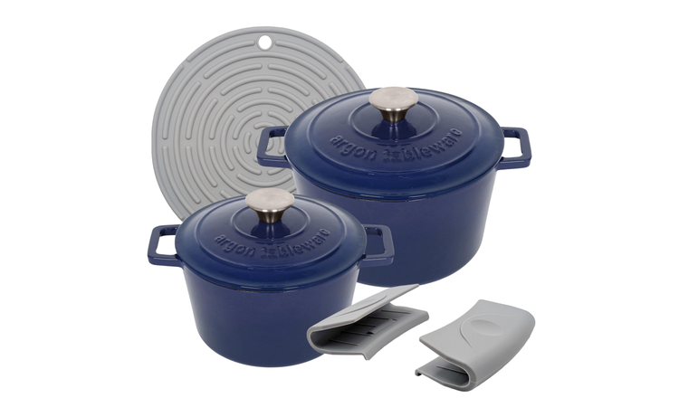 Argon Tableware 2 Piece Cast Iron Casserole Dish Set - Midnight Blue