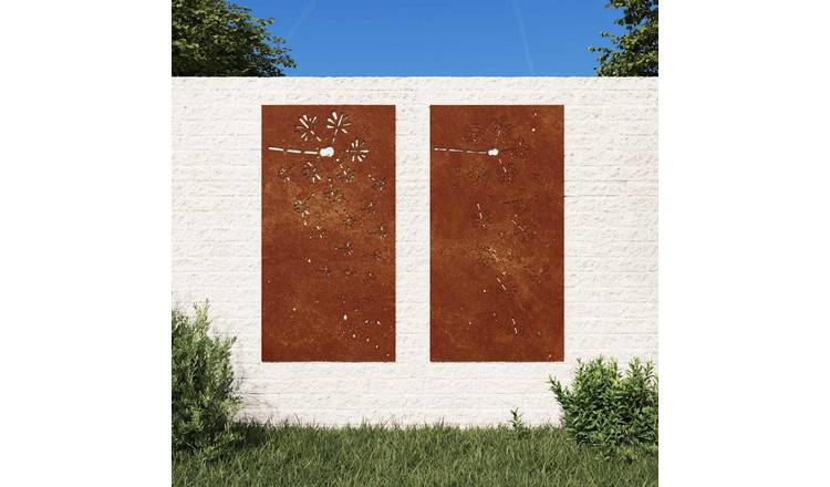 Walplus Flower Design Garden Wall Decorations - Rusty - 105 x 55 x 0.7 cm