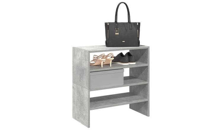 Walplus Pack of 2 Engineered Wood Shoe Rack - Concrete Grey - 60 x 30 x 30.5 cm