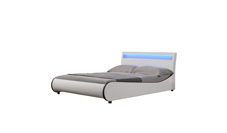 Slumberworks Orion LED Headboard Gaming Small Double Bed Frame – Black And White