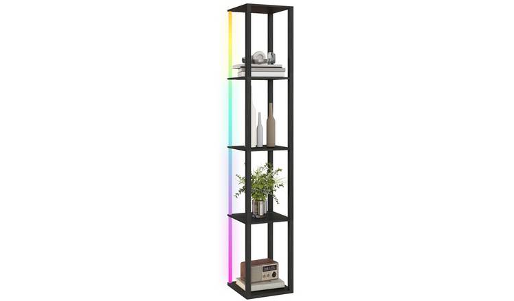 HOMCOM RGB LED Dimmable Shelf Floor Lamp - Black