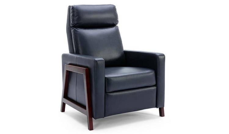 Furniture Online Riley Pushback Recliner Air Leather Recliner Chair - Blue