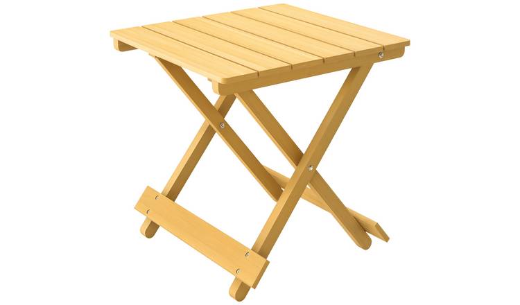 Outsunny Wooden Foldable Garden Side Table - Natural Wood