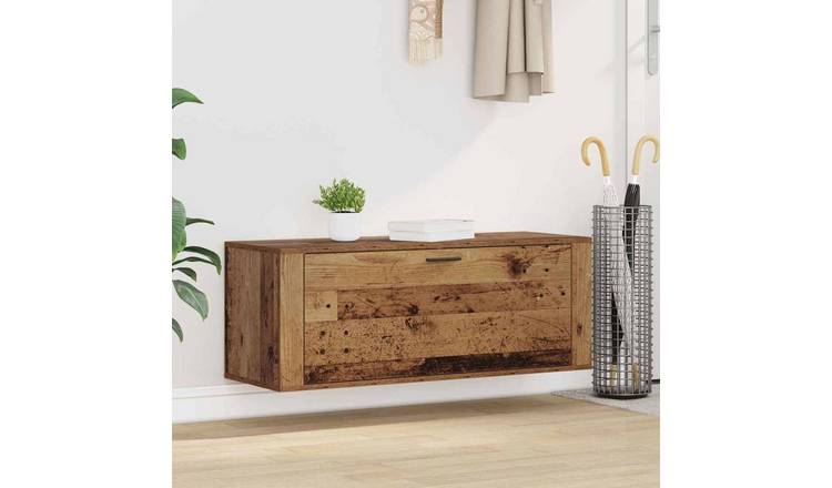 Walplus Engineered Wood Shoe Cabinet - Old Wood - 100 x 35 x 38 cm