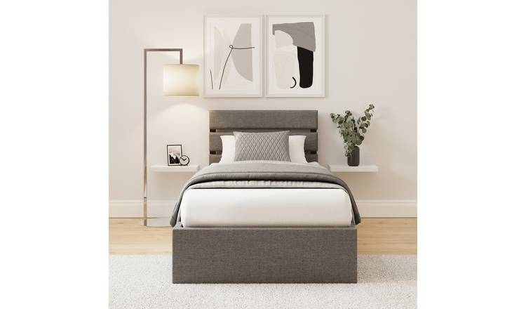 GFW Hudson Single Fabric End Lift Ottoman Bed - Grey