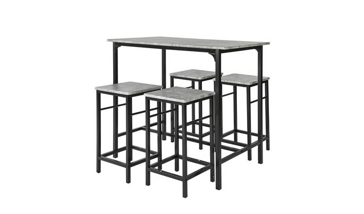 SoBuy Set Of 5 Breakfast Bar Table And Stools - Grey