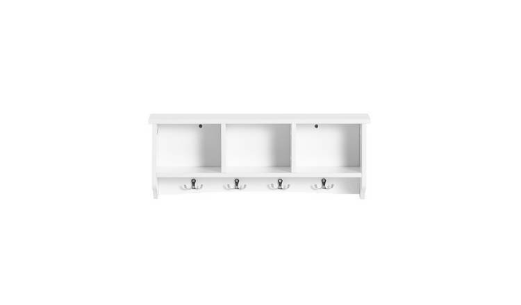 SoBuy 3 Component 4 Hook Wall Display Storage Unit - White