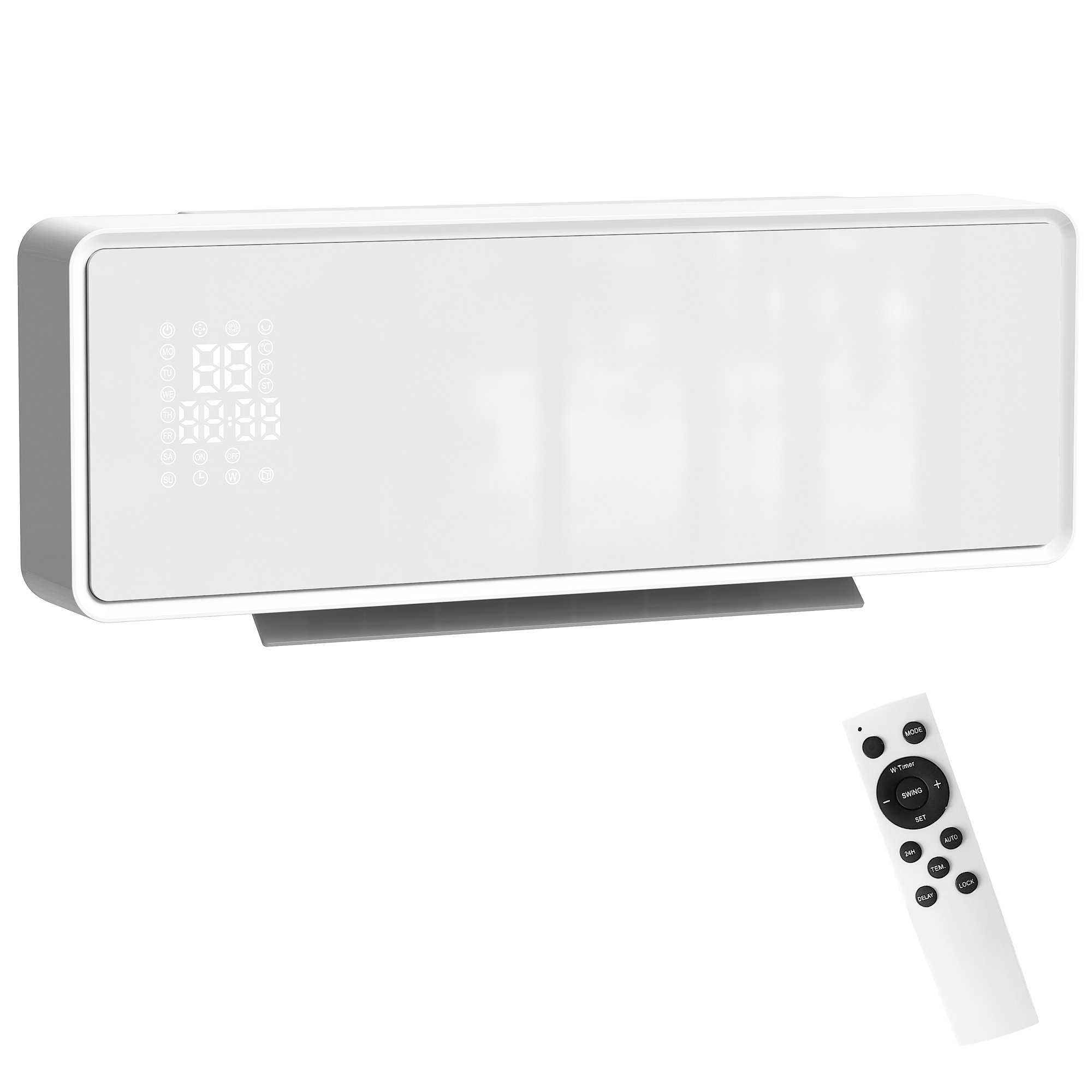 HOMCOM Ceramic Wall Mounted Space Heater with Remote Control - White - Image 4